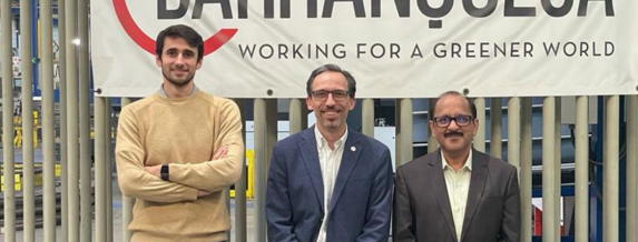 Image of the company. From left to right: Mikel Arzallus, project manager of Industrial Barranquesa; Manuel Turiel CEO of Industrial Barranquesa; and Rajeev Okhandiar, managing director of Industrial Barranquesa in India.