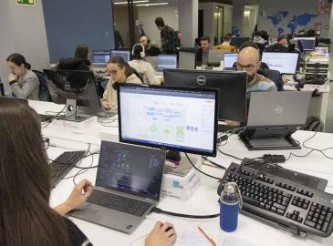 Optare Solutions employees at the Vigo headquarters.