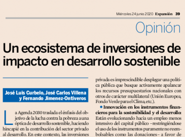 Imagen del artículo 'Un ecosistema español de inversiones de impacto para el desarrollo sostenible' publicado en Expansión