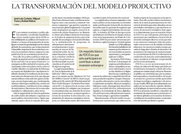 Imagen del artículo de José Luis Curbelo y Rafael Matos sobre FOCO publicado en El Economista 