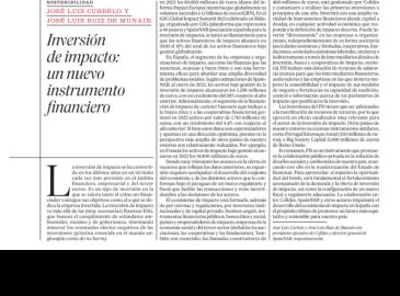 Artículo "Inversión de impacto: un nuevo instrumento financiero" publicado en El País Negocios
