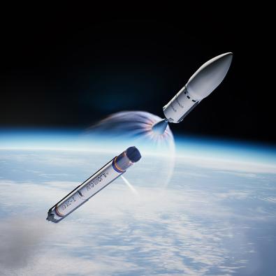 Image of a space rocket in flight.