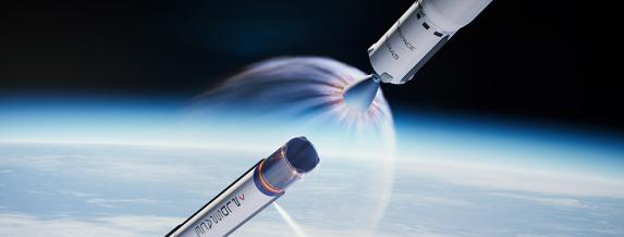 Imagen de un cohete en vuelo.