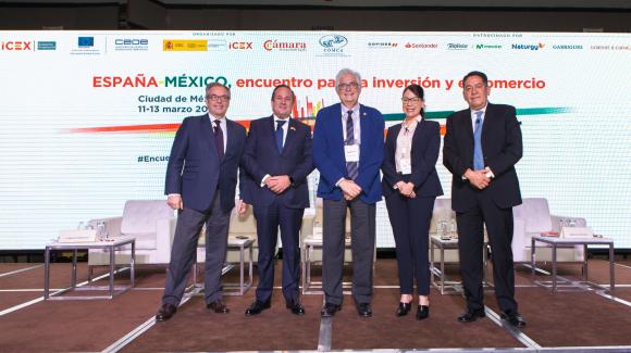 Image of the participation of José Luis Curbelo, president and CEO of COFIDES, in the Spain-Mexico Business Gathering