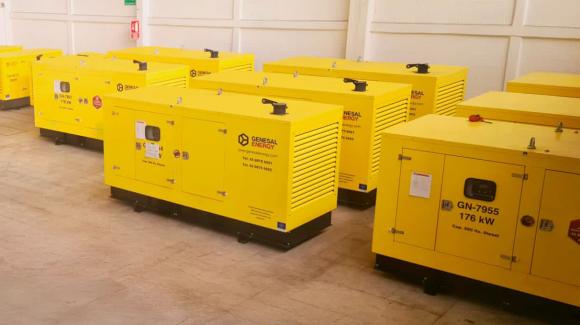 Imagen de un grupo de grupos electrógenos.