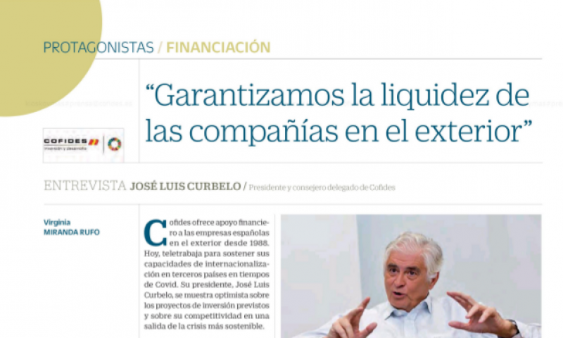 Imagen de la entrevista a José Luis Curbelo, Presidente de COFIDES, publicada por Cinco Días
