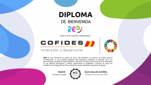 Imagen del diploma acreditativo de COFIDES como miembro de la red REDI.