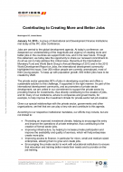 Cover page of the Contributing to Creating More and Better Jobs Statement