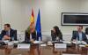 Image of the meeting. From left to right: the Deputy Director General of Inclusion Policies, Gonzalo Valencia; the secretary general of Inclusion, Elena Rodríguez Navarro; the chairperson of COFIDES, Ángela Pérez; and the director-general of COFIDES, Miguel Tiana.